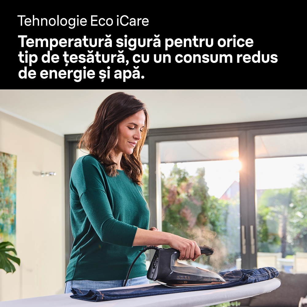 Fier de calcat BRAUN FreeStyle 7 FI7276BK, 2000W, 250g/min, 350ml, talpa EloxalPlus, negru