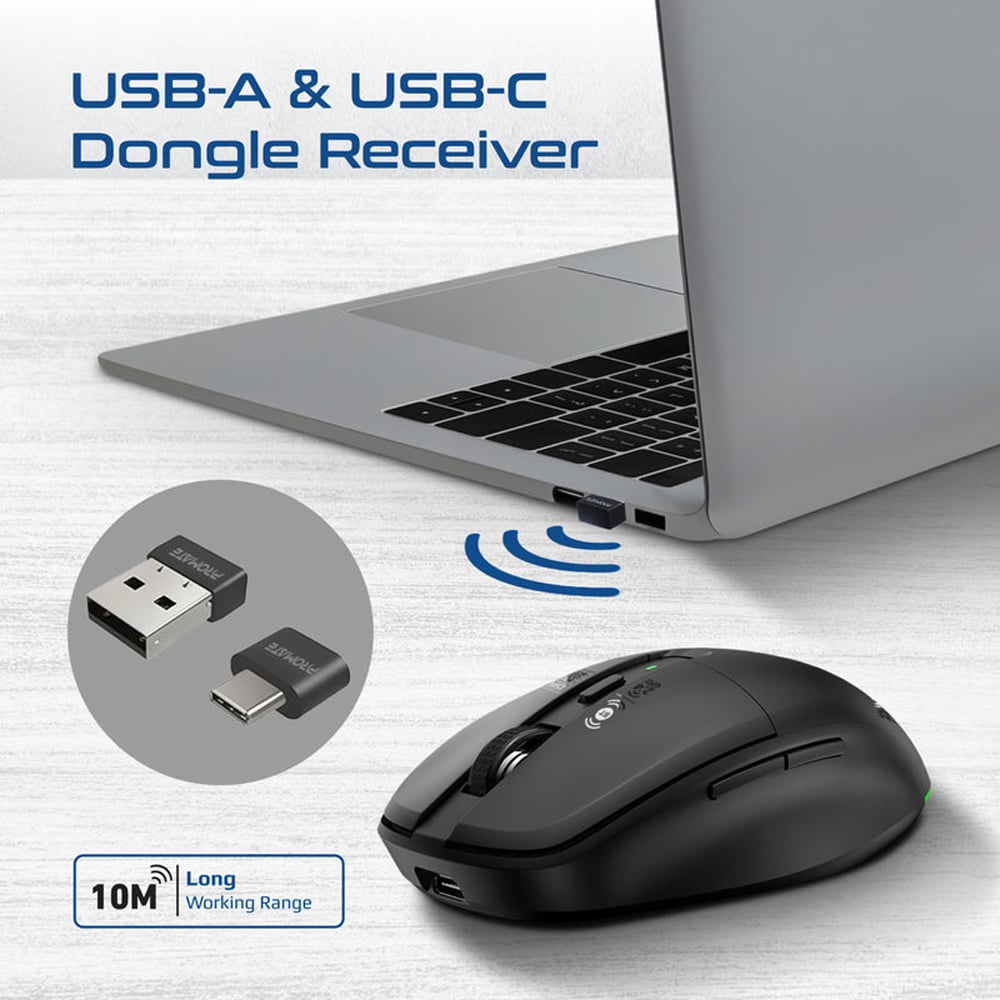 Mouse Wireless PROMATE Flixi, 1600 dpi, negru