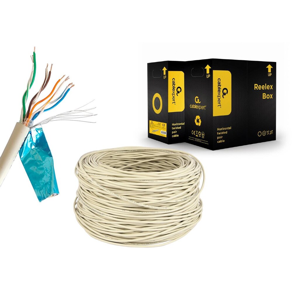 Cablu de retea FTP CAT5e GEMBIRD FPC-5004E-L, 305m, gri