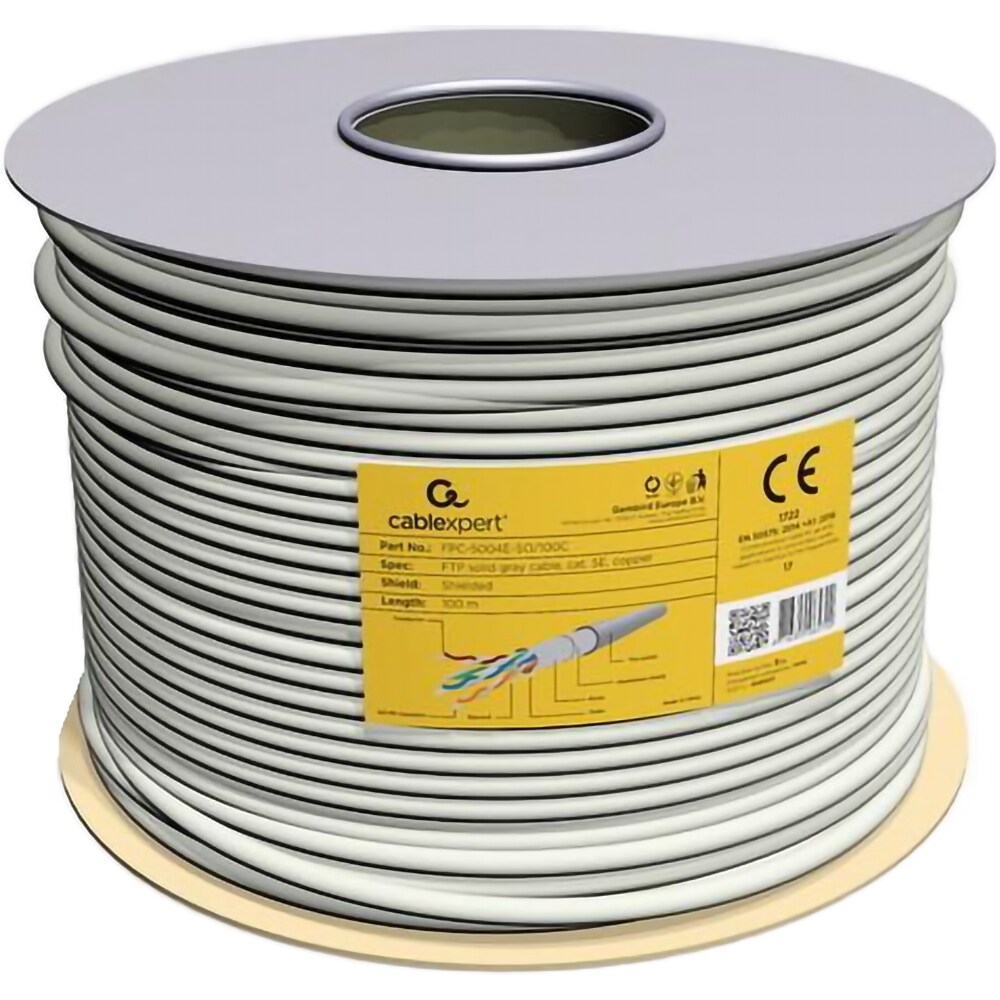 Cablu de retea FTP CAT5e GEMBIRD FPC-5004E-SO/100C, 100m,  gri