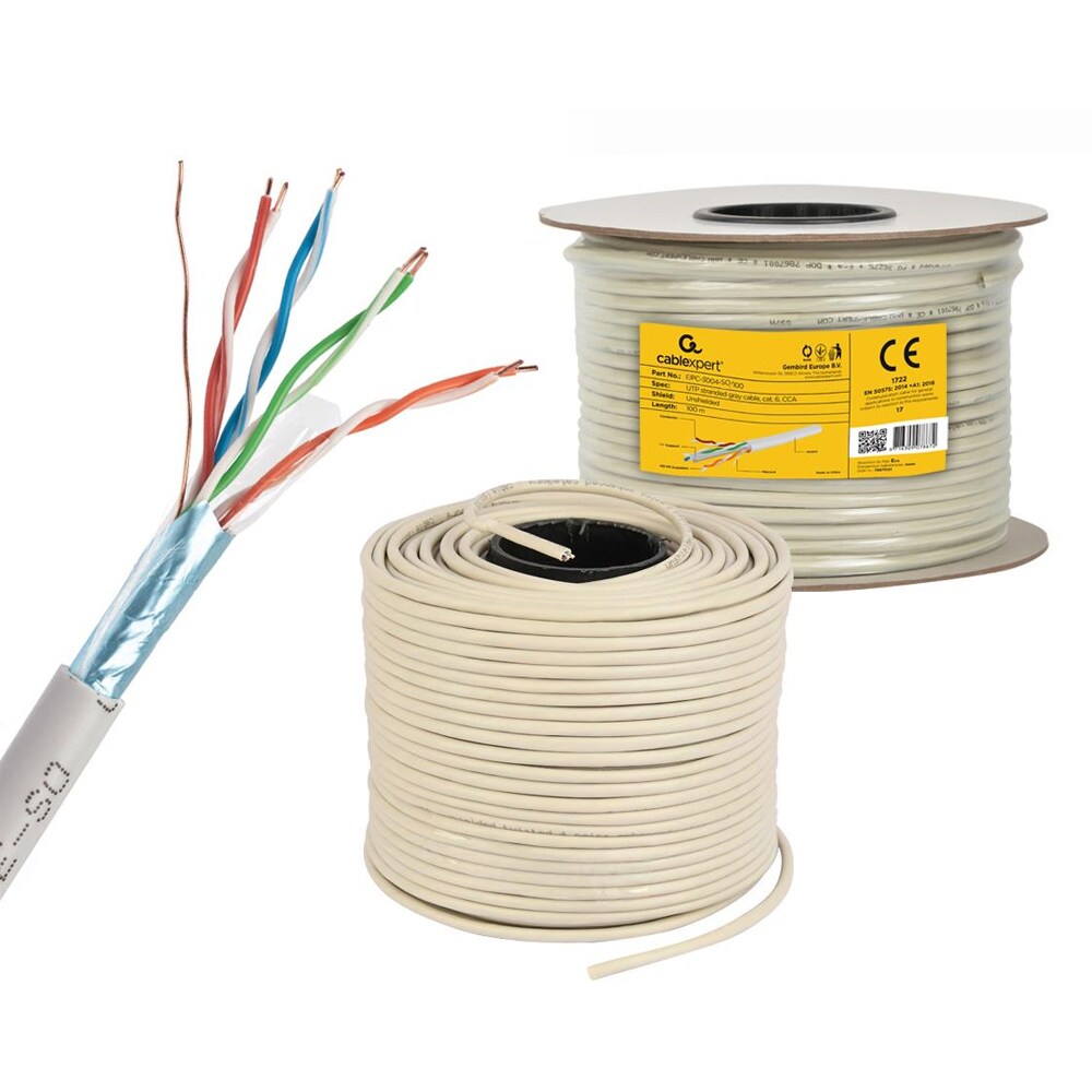 Cablu de retea FTP CAT5e GEMBIRD FPC-5004E-SO/100C, 100m,  gri