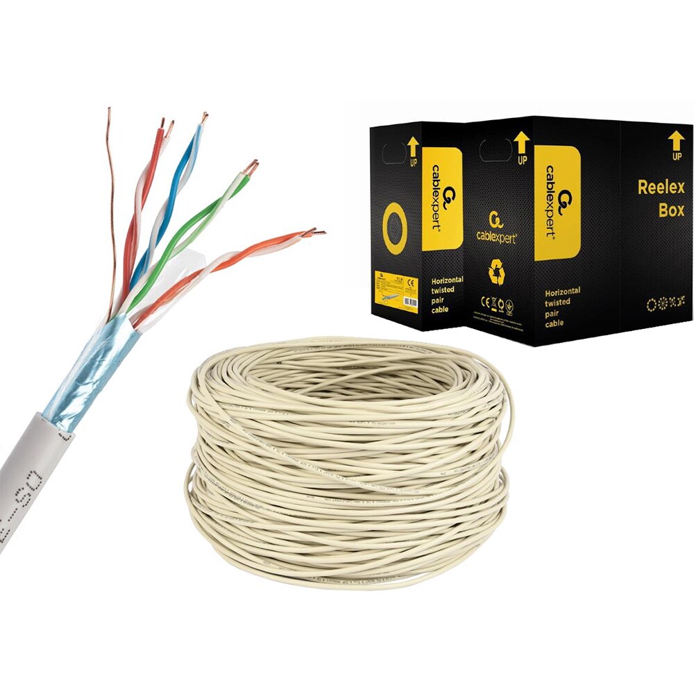 Cablu de retea FTP CAT5e GEMBIRD FPC-5004E-SOL, 305m,  gri