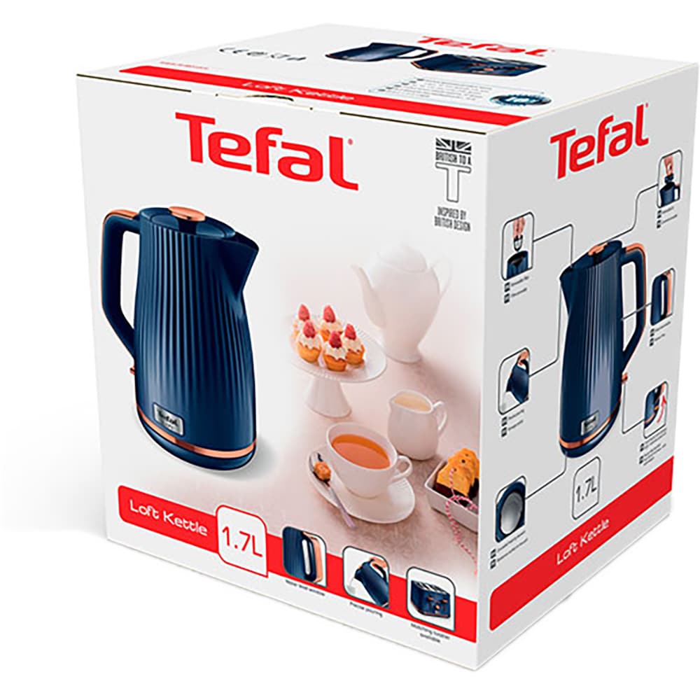 Fierbator apa TEFAL Loft KO251430, 1.7l, 2400W, albastru-auriu