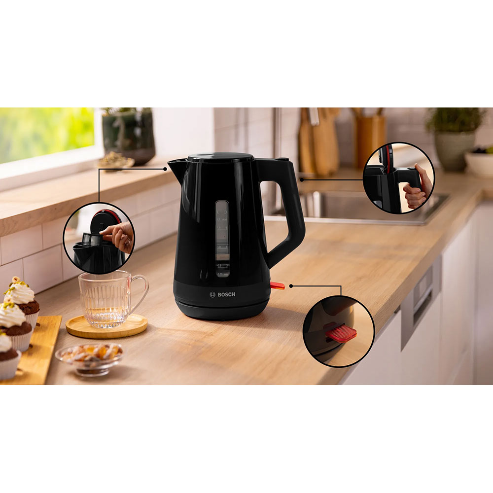 Fierbator apa BOSCH MyMoment TWK1M123, 1.7l, 2400W, negru