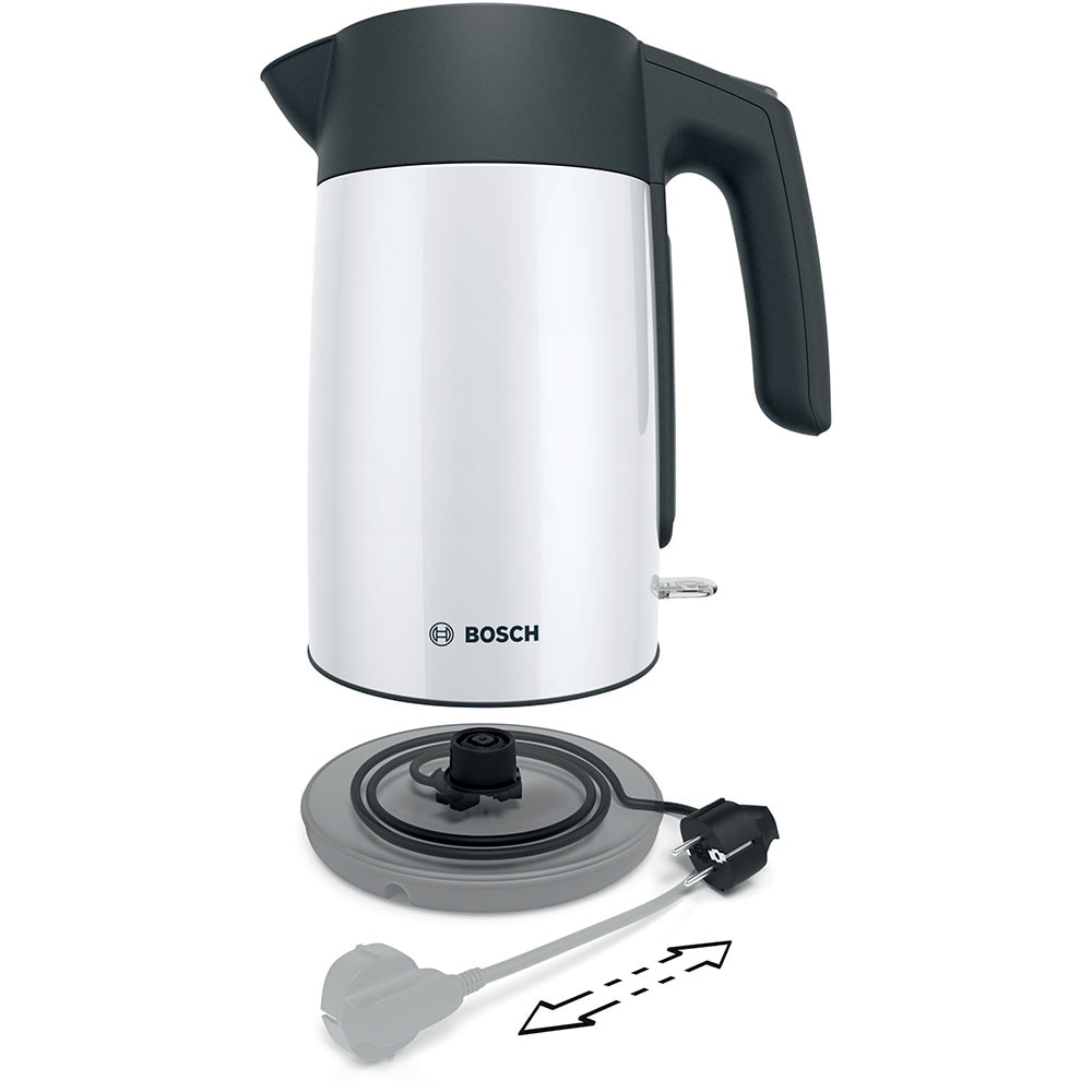 Fierbator apa BOSCH TWK7L461, 1.7l, 2400W, alb-negru