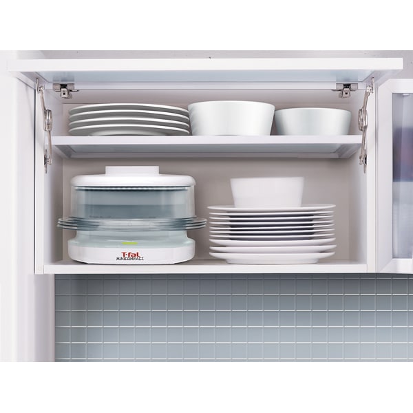 Aparat de fiert in aburi TEFAL Mini Compact Plastic VC1301, 3 vase, bol orez, 650W, alb