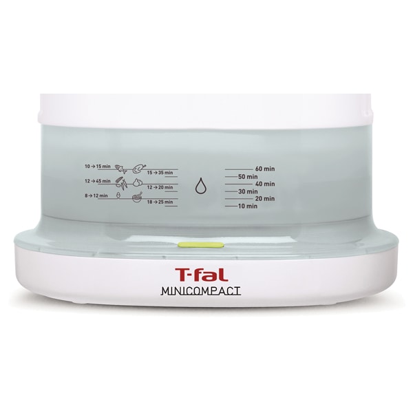 Aparat de fiert in aburi TEFAL Mini Compact Plastic VC1301, 3 vase, bol orez, 650W, alb