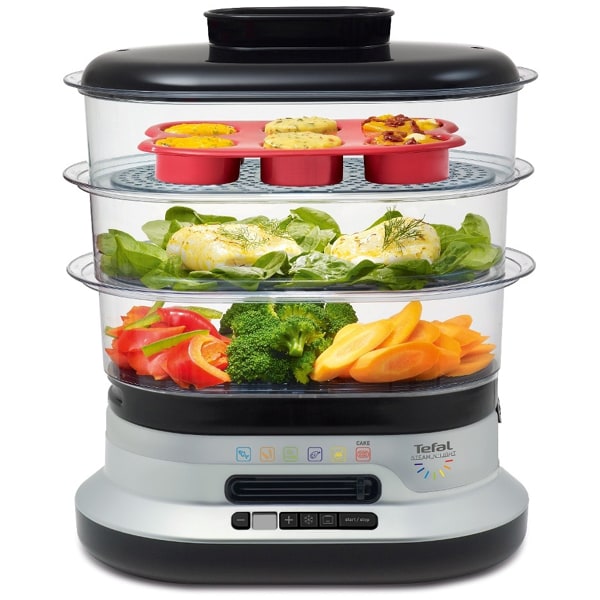 Aparat de fiert in aburi TEFAL VC3008, 3 cosuri, 10 l, 900W, argintiu