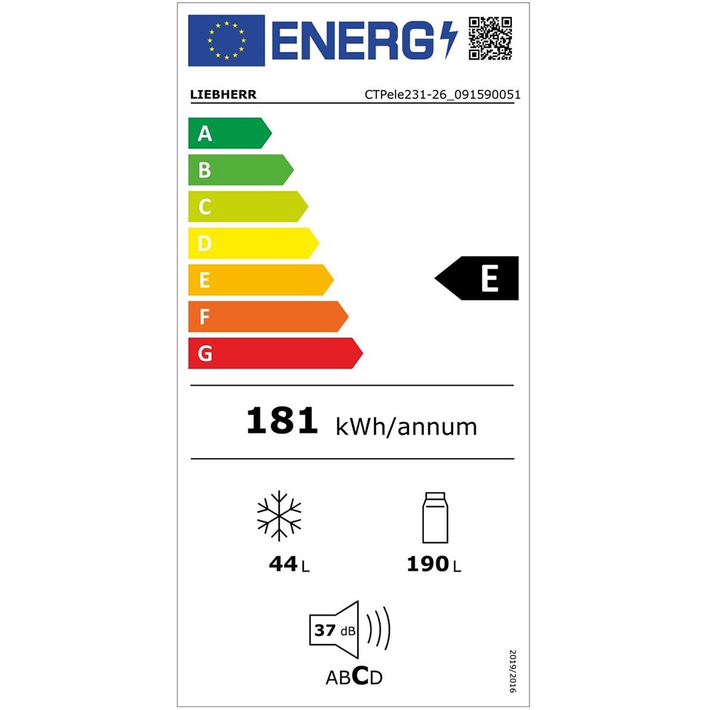 Frigider cu doua usi LIEBHERR CTPele231-26, SmartFrost, 234 l, H 140 cm, Clasa E, argintiu