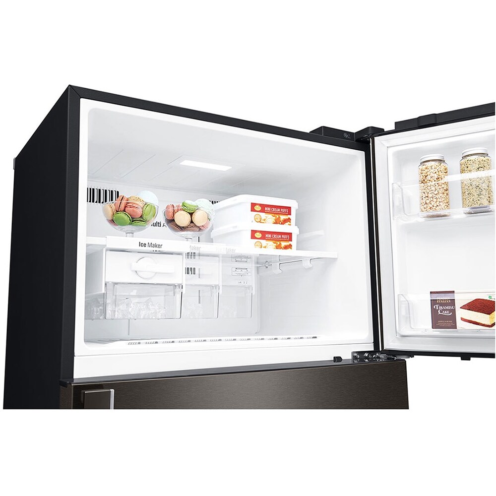 Frigider cu doua usi LG GTF744BLPZD, Total No Frost, Wi-Fi, 509 l, H 180 cm, Clasa E, Dozator apa, negru