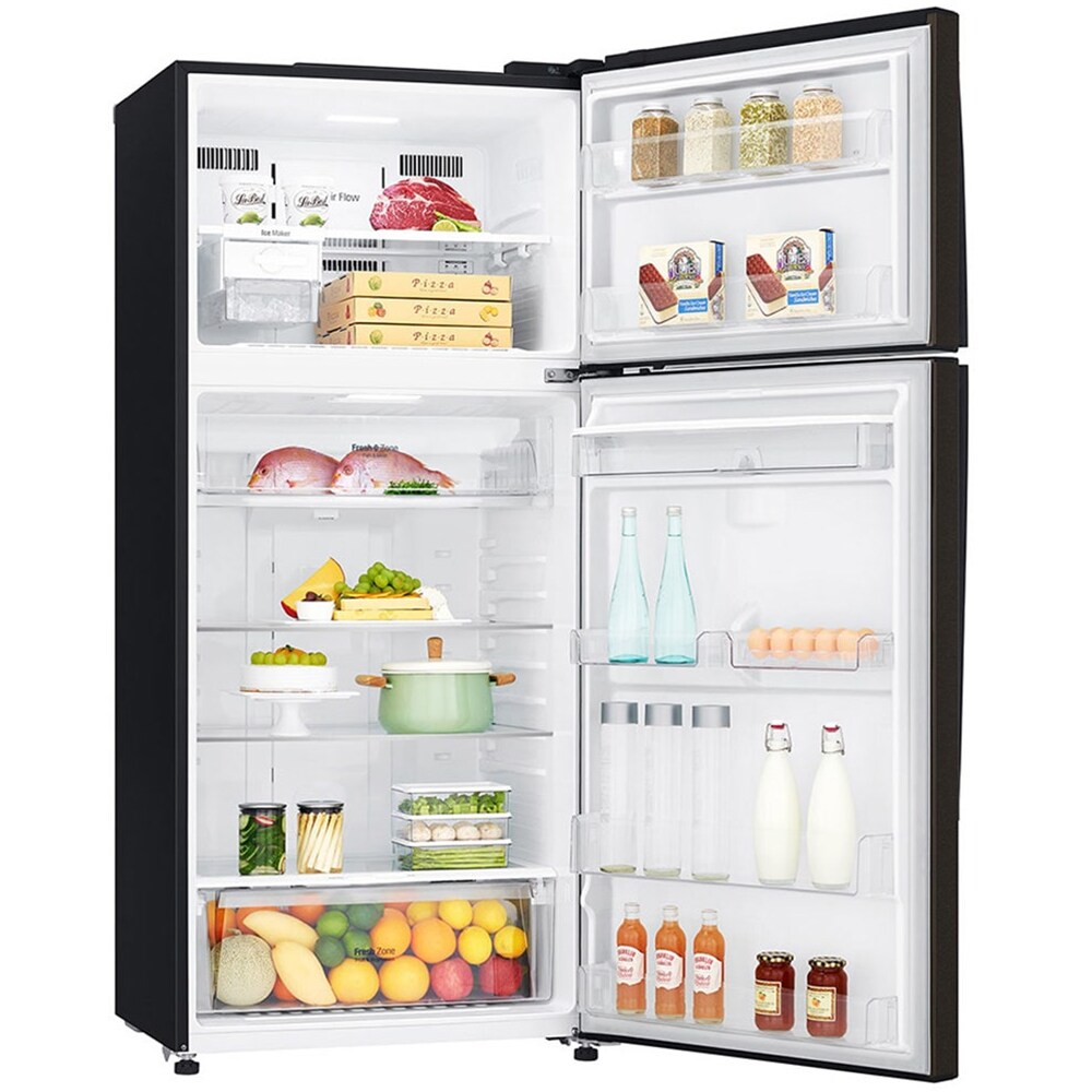 Frigider cu doua usi LG GTF744BLPZD, Total No Frost, Wi-Fi, 509 l, H 180 cm, Clasa E, Dozator apa, negru