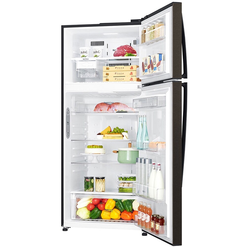 Frigider cu doua usi LG GTF744BLPZD, Total No Frost, Wi-Fi, 509 l, H 180 cm, Clasa E, Dozator apa, negru