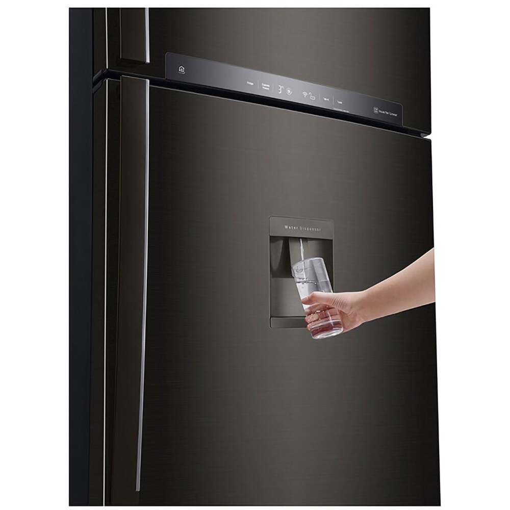 Frigider cu doua usi LG GTF744BLPZD, Total No Frost, Wi-Fi, 509 l, H 180 cm, Clasa E, Dozator apa, negru