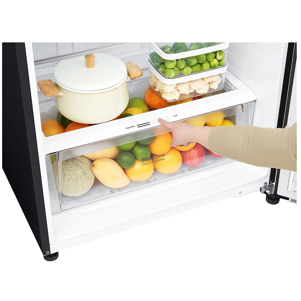 Frigider cu doua usi LG GTF744BLPZD, Total No Frost, Wi-Fi, 509 l, H 180 cm, Clasa E, Dozator apa, negru
