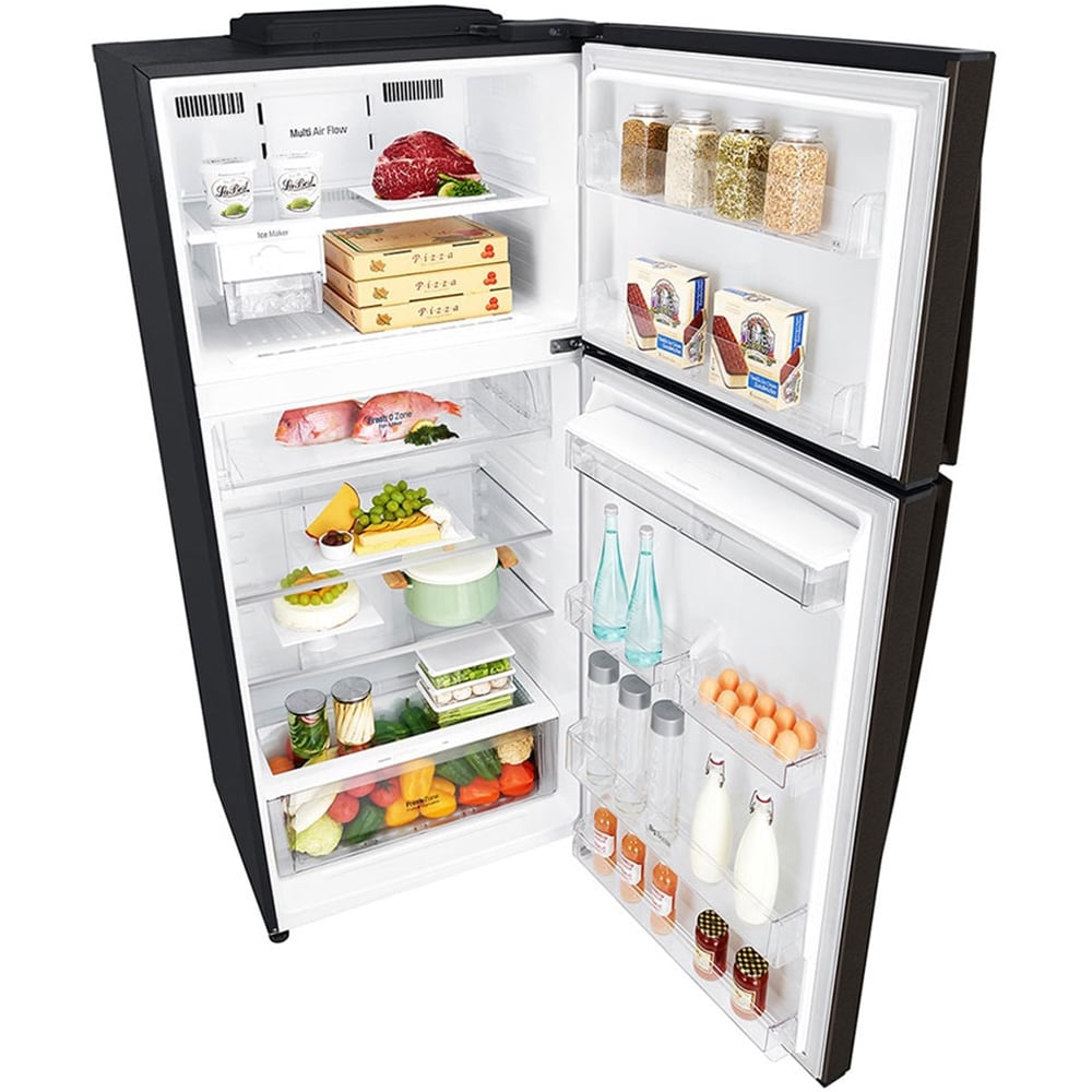 Frigider cu doua usi LG GTF744BLPZD, Total No Frost, Wi-Fi, 509 l, H 180 cm, Clasa E, Dozator apa, negru