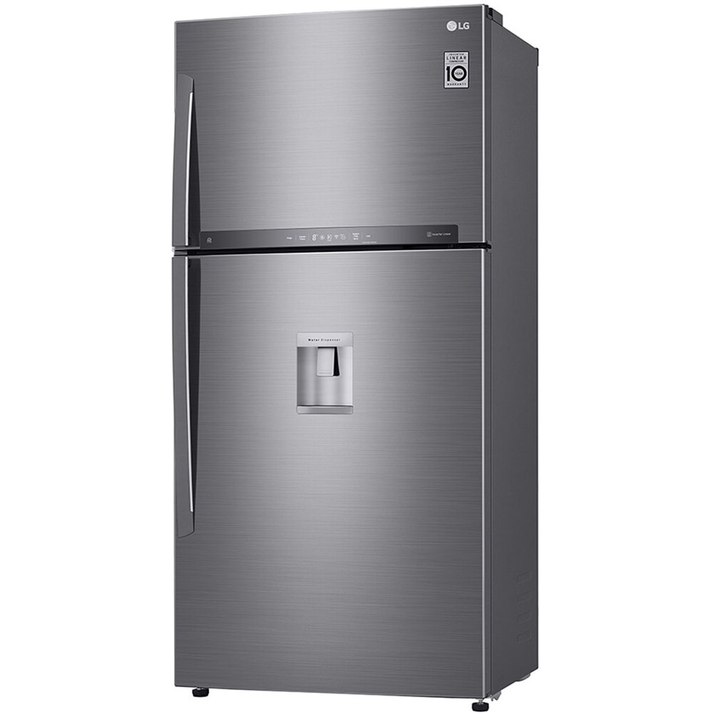 Frigider cu doua usi LG GTF916PZPYD, No Frost, 592 l, H 184 cm, Clasa E, dozator apa, argintiu