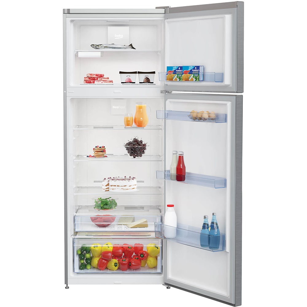 Frigider cu doua usi BEKO RDNE505E30ZXBN, NeoFrost, 450 l, H 185 cm, Clasa F, argintiu