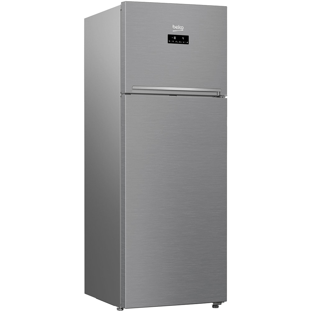 Frigider cu doua usi BEKO RDNE505E30ZXBN, NeoFrost, 450 l, H 185 cm, Clasa F, argintiu