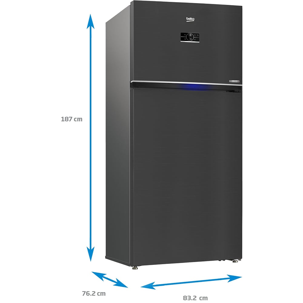 Frigider cu doua usi BEKO RDNE650E40ZXBRN, NeoFrost Dual Cooling, 630 l, H 187 cm, Clasa E, dark inox