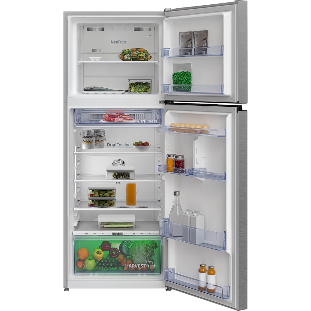 Frigider cu doua usi BEKO RDNT401E40SZXBN, No Frost, 375 l, H 172 cm, Clasa E, argintiu