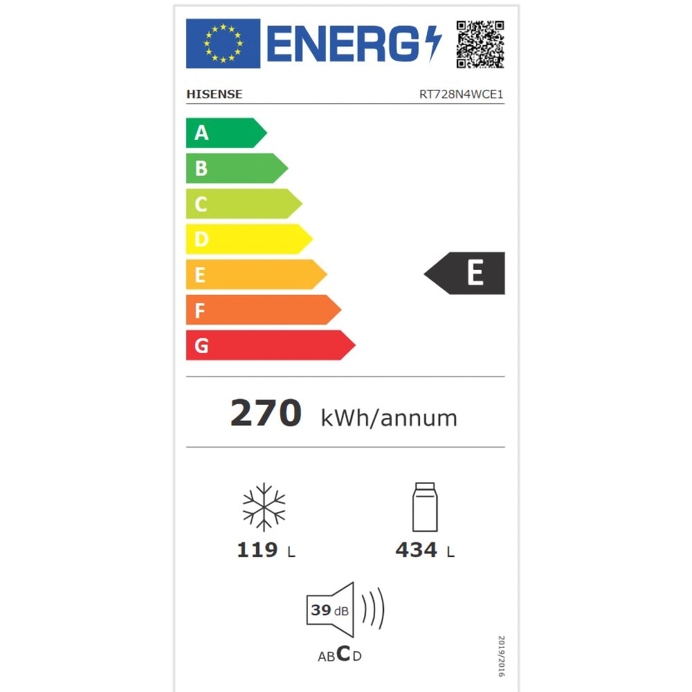 Frigider cu doua usi HISENSE RT728N4WCE1, No Frost, 553 l, H 185 cm, Clasa E, Dozator apa, argintiu