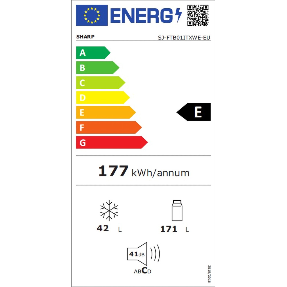 Frigider cu doua usi SHARP SJ-FTB01ITXWE-EU, 213 l, H 145 cm, Clasa E, alb