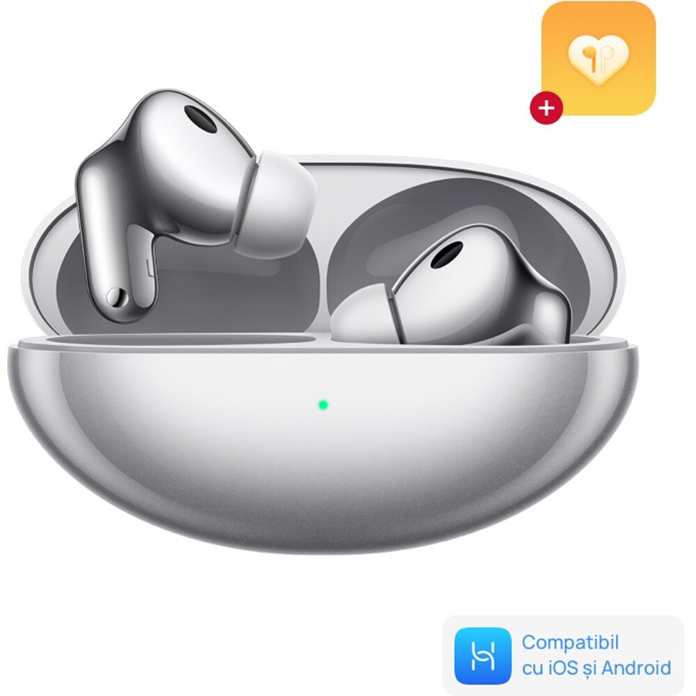 Casti HUAWEI FreeBuds Neo, True wireless, Bluetooth, In-ear, Microfon, Noise Cancelling, Silver