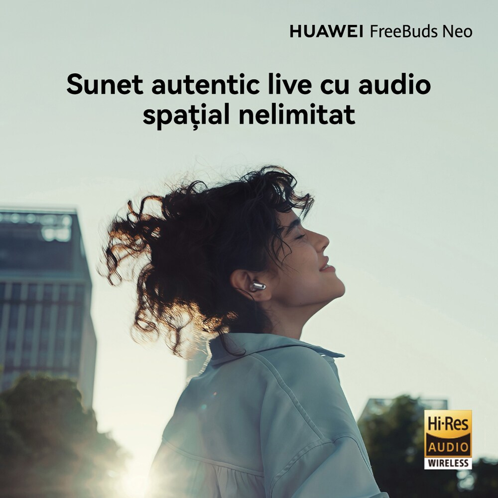 Casti HUAWEI FreeBuds Neo, True wireless, Bluetooth, In-ear, Microfon, Noise Cancelling, Silver