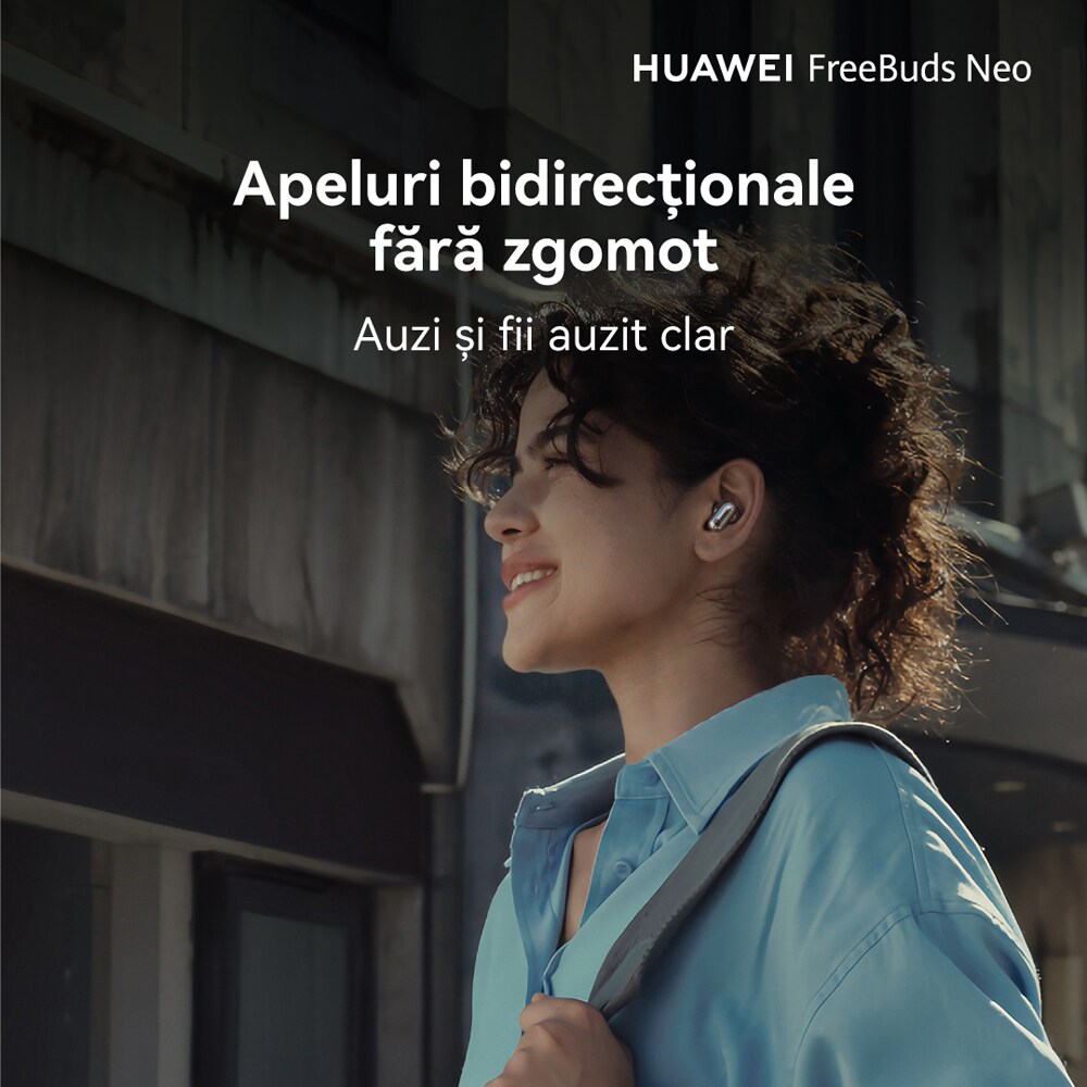 Casti HUAWEI FreeBuds Neo, True wireless, Bluetooth, In-ear, Microfon, Noise Cancelling, Silver