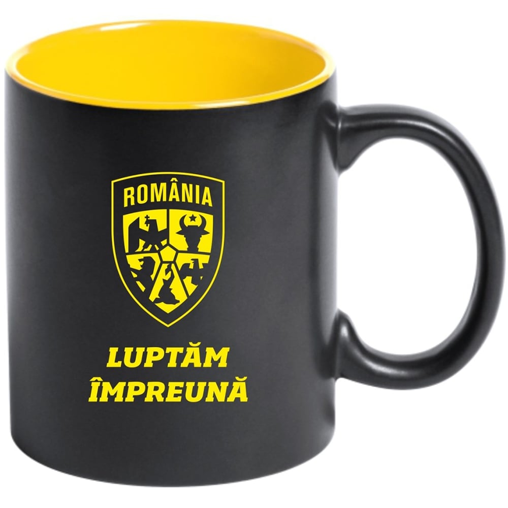 Cana gravata ECHIPA NATIONALA DE FOTBAL A ROMANIEI, ceramica, 0.25l, negru-galben