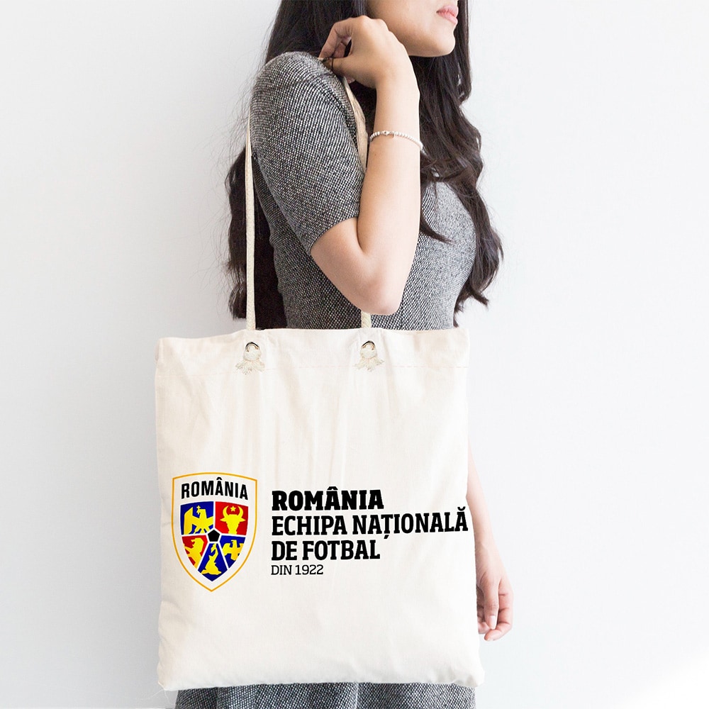 Sacosa ECHIPA NATIONALA DE FOTBAL A ROMANIEI, 45 x 50 cm, alb