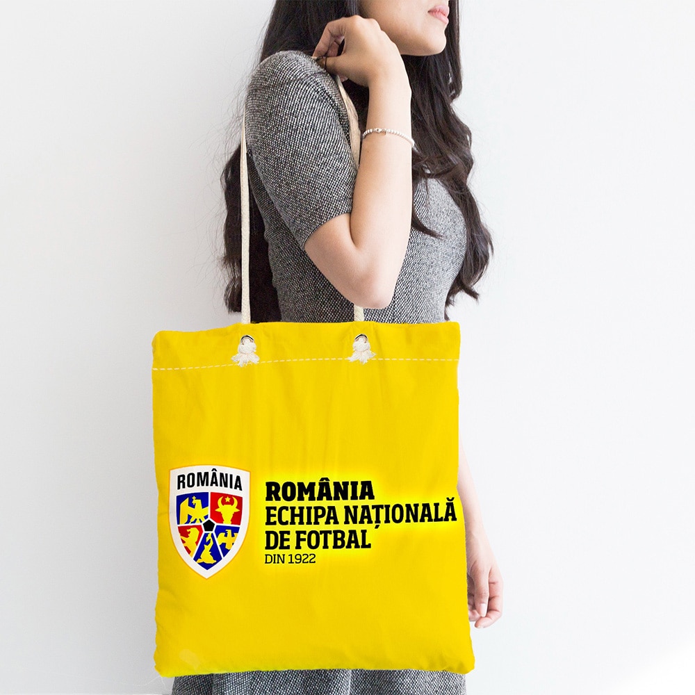 Sacosa ECHIPA NATIONALA DE FOTBAL A ROMANIEI, 45 x 50 cm, galben