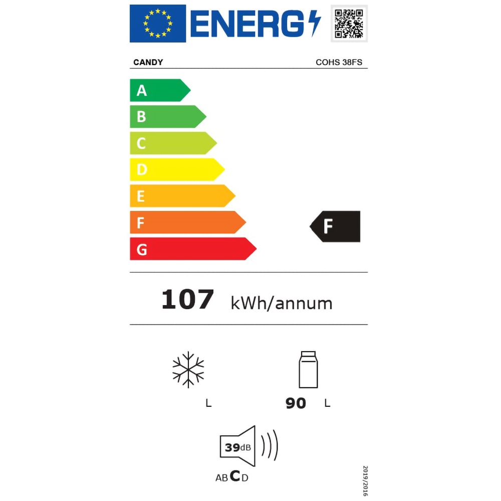 Frigider cu o usa CANDY COHS38FS, 90 l, H 85 cm, Clasa F, argintiu