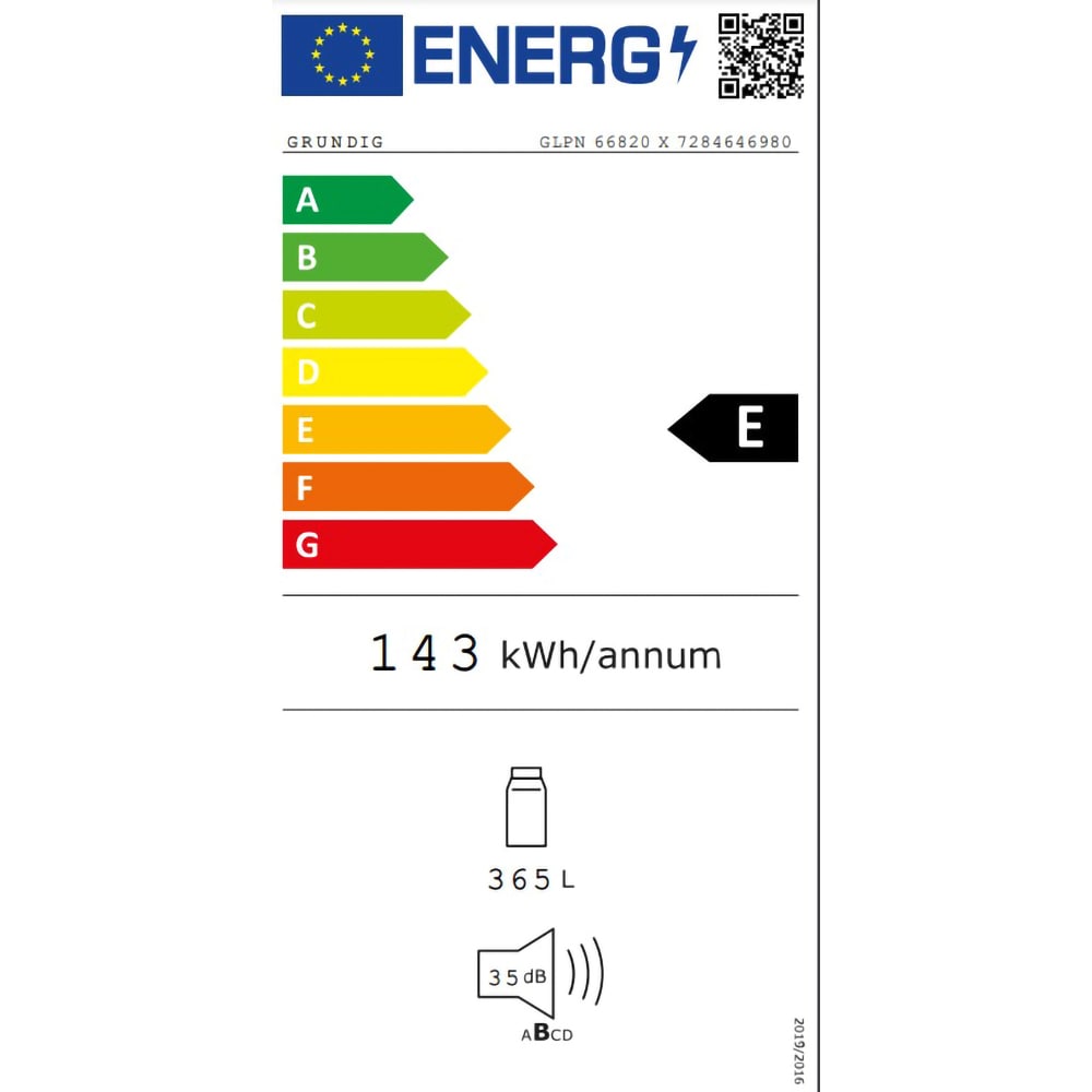 Frigider cu o usa GRUNDIG GLPN66820X, No Frost, 365 l, H 186 cm, Clasa E, inox