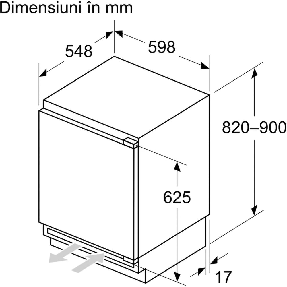 Frigider incorporabil cu o usa BOSCH KUR21VFE0, 134 l, H 82 cm, Clasa E, Wi-Fi