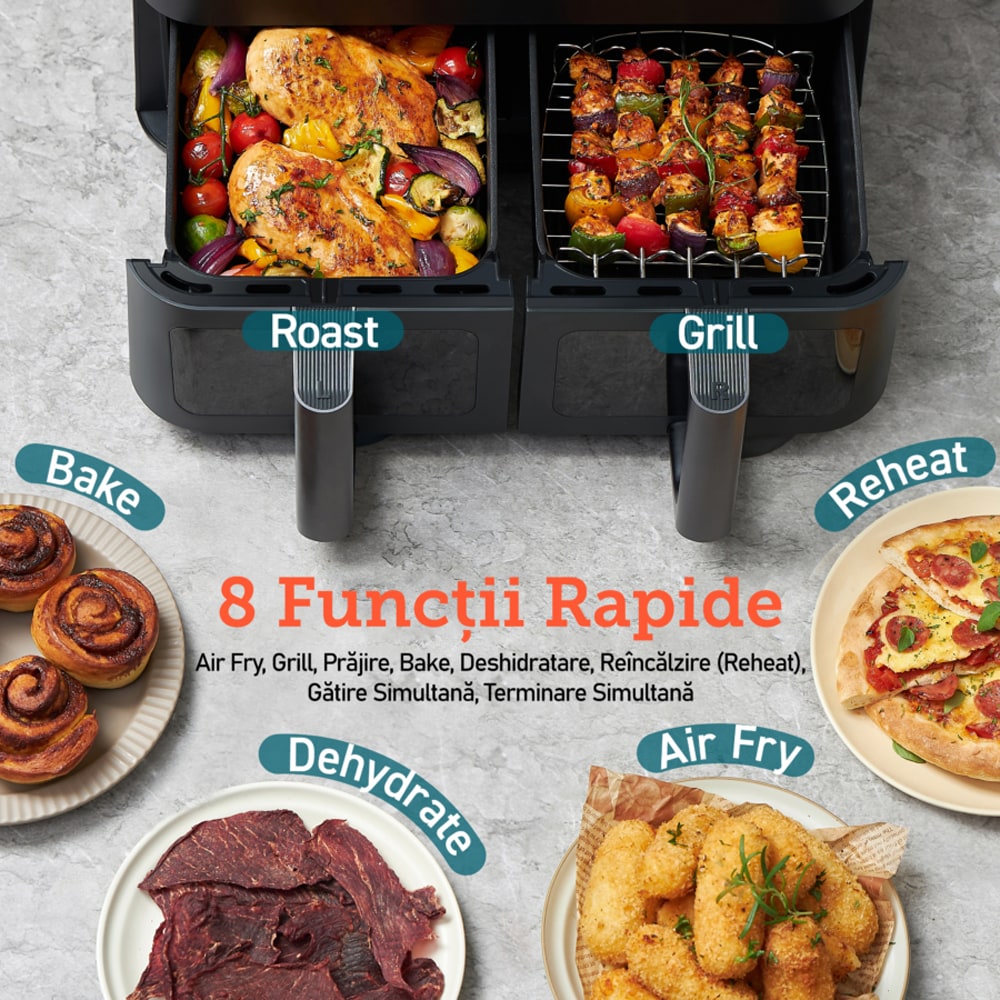 Friteuza cu aer cald dubla COSORI CAF-R901-AEU, 8.5l, 1750W, negru