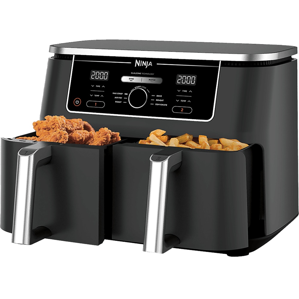 Friteuza dubla NINJA Foodi DualZone AF400EU1, 4kg, 9.5l, 2470W, alb-negru