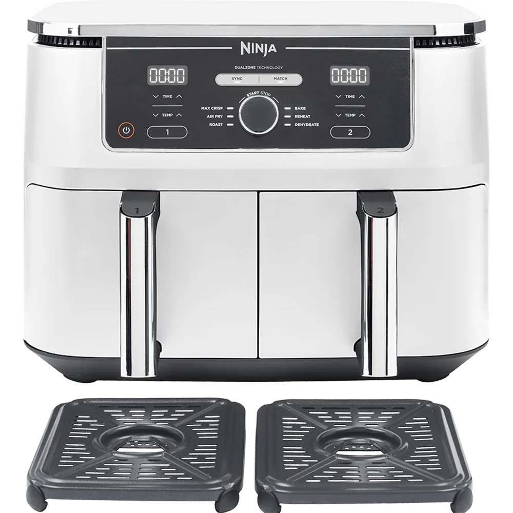 Friteuza cu aer cald dubla NINJA Foodi DualZone AF400EUWH, 4kg, 9.5l, 2470W, alb-argintiu