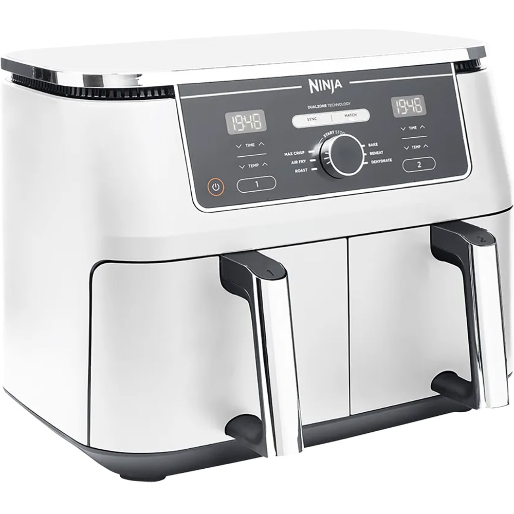 Friteuza cu aer cald dubla NINJA Foodi DualZone AF400EUWH, 4kg, 9.5l, 2470W, alb-argintiu