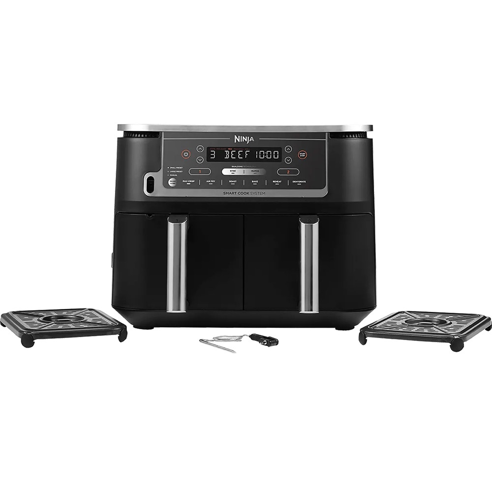 Friteuza cu aer cald dubla NINJA Foodi Max DualZone AF451EU, 4kg, 9.5l, 2470W, negru-argintiu