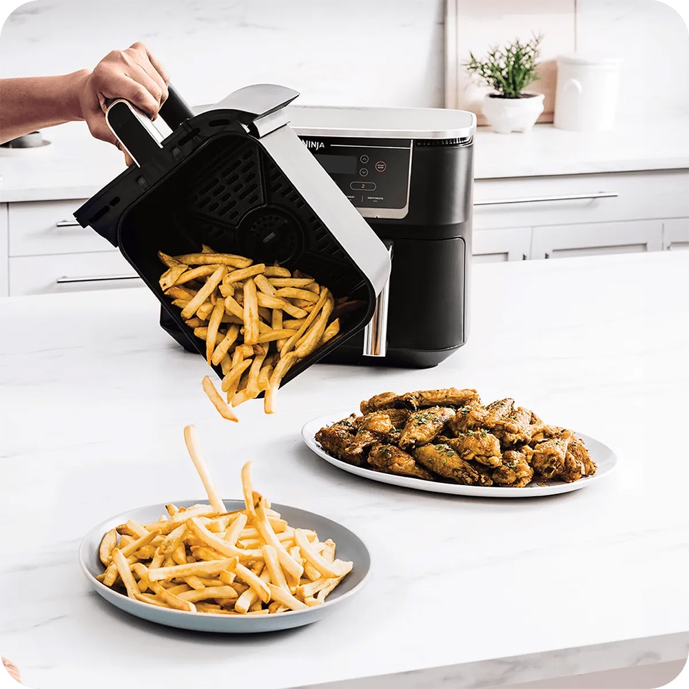 Friteuza cu aer cald dubla NINJA Foodi Max DualZone AF451EU, 4kg, 9.5l, 2470W, negru-argintiu