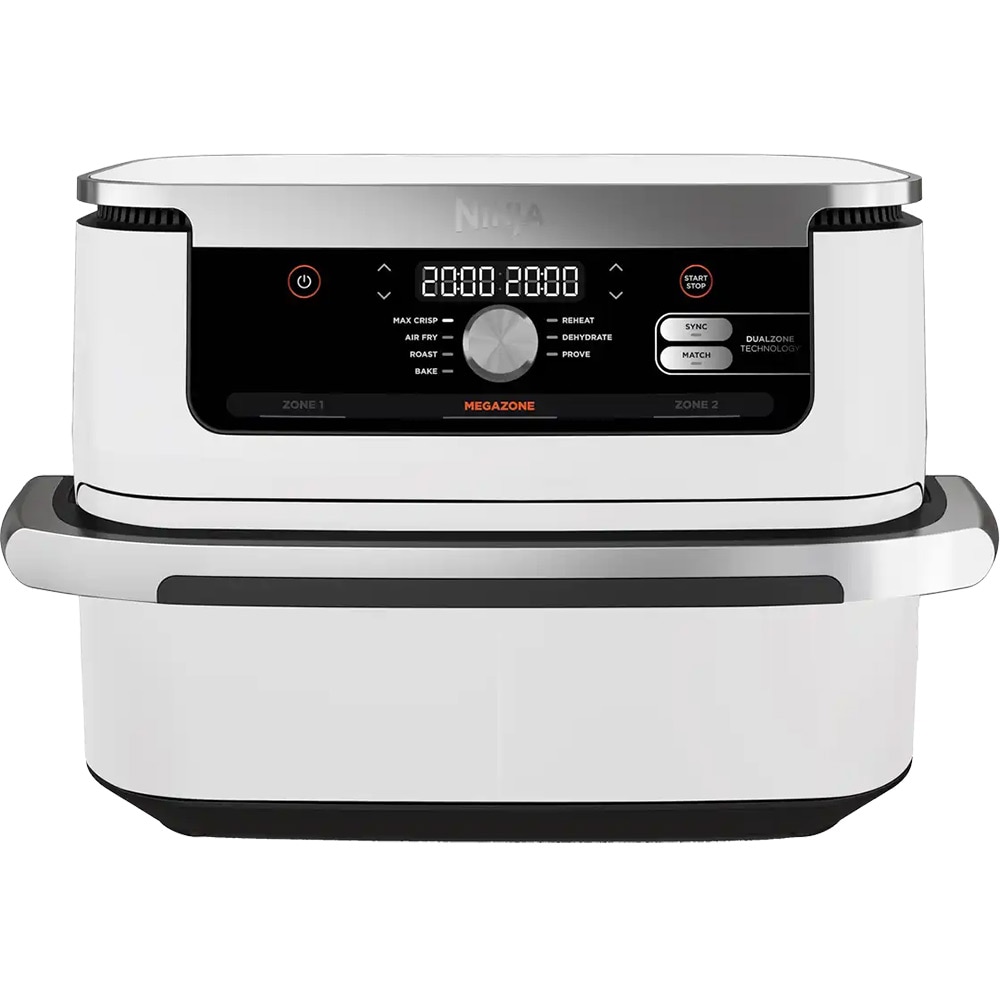 Friteuza cu aer cald dubla NINJA Foodi FlexDrawer AF500EUWH, 4kg, 10.4l, 2470W, alb-argintiu
