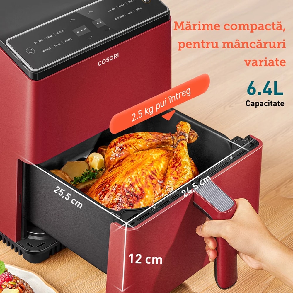 Friteuza cu aer cald COSORI Dual Blaze CAF-P583S-REU, 6.4l, 1700W, rosu-negru