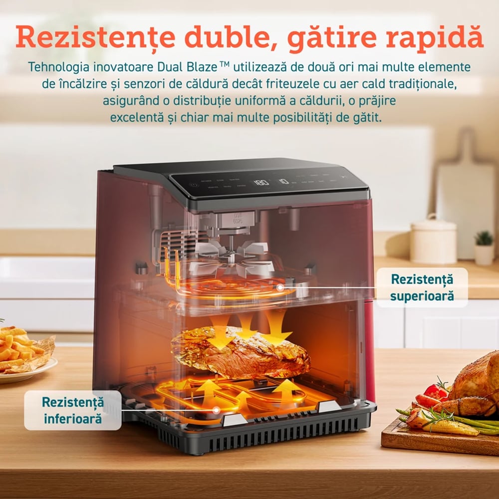 Friteuza cu aer cald COSORI Dual Blaze CAF-P583S-REU, 6.4l, 1700W, rosu-negru
