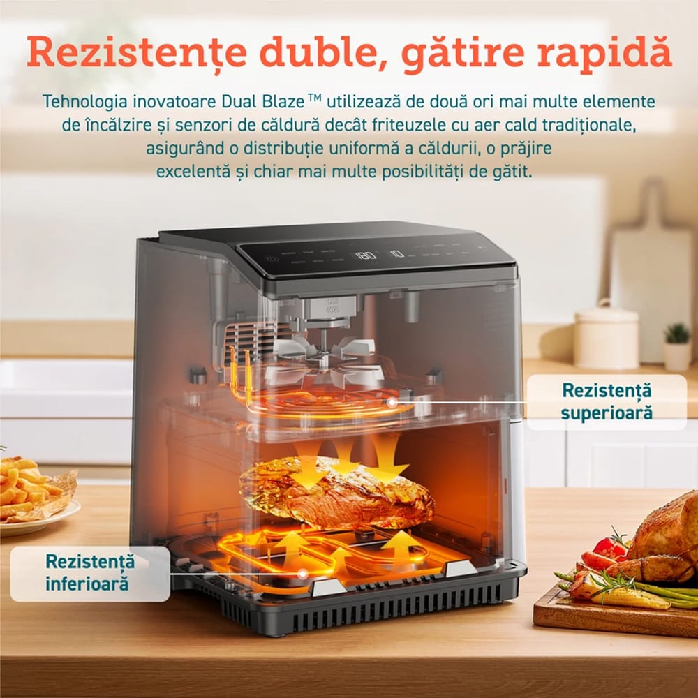 Friteuza cu aer cald COSORI Dual Blaze CAF-P583S-WEU, 6.4l, 1700W, alb-negru