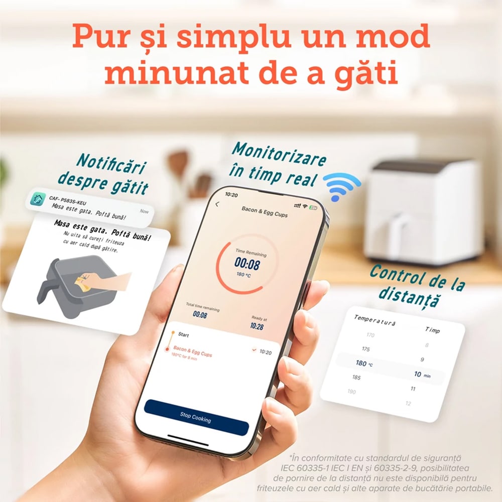 Friteuza cu aer cald COSORI Dual Blaze CAF-P583S-WEU, 6.4l, 1700W, alb-negru