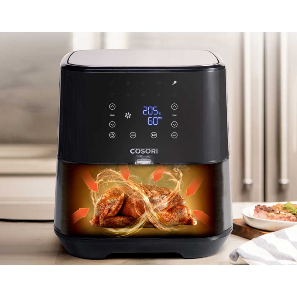 Friteuza cu aer cald COSORI Steel CP258-AF-DEU, 5.5l, 1700W, argintiu-negru