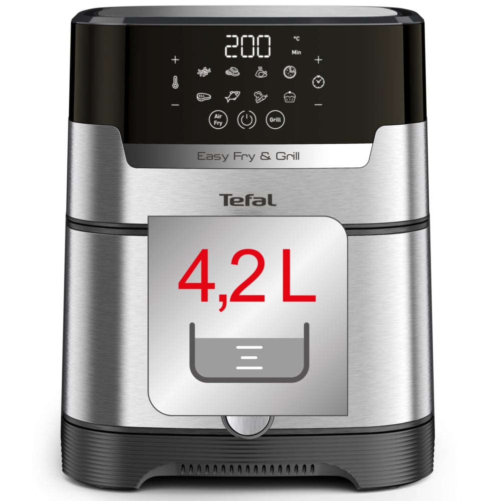 Friteuza cu aer cald TEFAL Easy Fry EY505D15, 1.2kg, 4.2l, 1400W, negru-argintiu