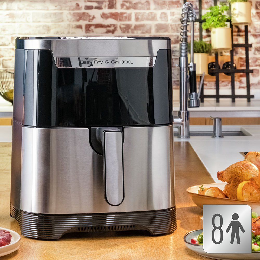Friteuza cu aer cald TEFAL Easy Fry XXL Flexcook EY801D15, 1.5kg, 6.5l, 1830W, negru-argintiu