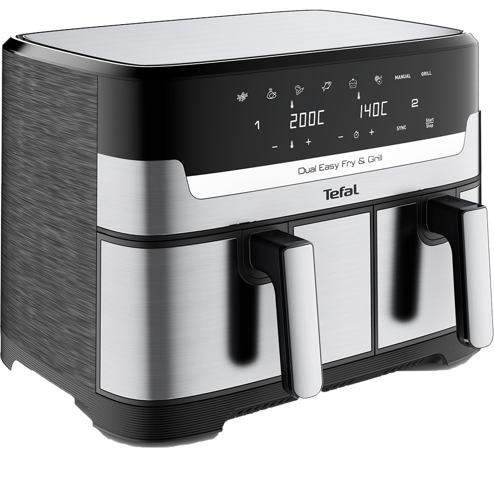 Friteuza dubla TEFAL Easy Fry&Gril EY905D10, 2.4kg, 8.3l, 2700W, negru-argintiu